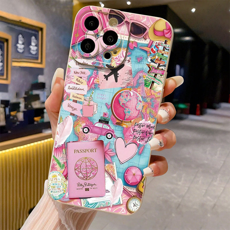 Phone Accessories For Travel - 여행용 비행기 프린트 무광택 낙하 방지