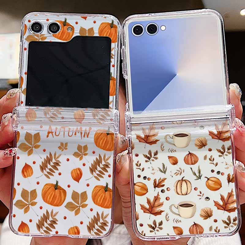 Phone Case Clear - 가을 단풍잎 패턴 폰 케이스 삼성