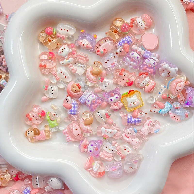 Phone Accessories Clipart - 10-100pcs 미니 부드러운 투명 혼합 수지