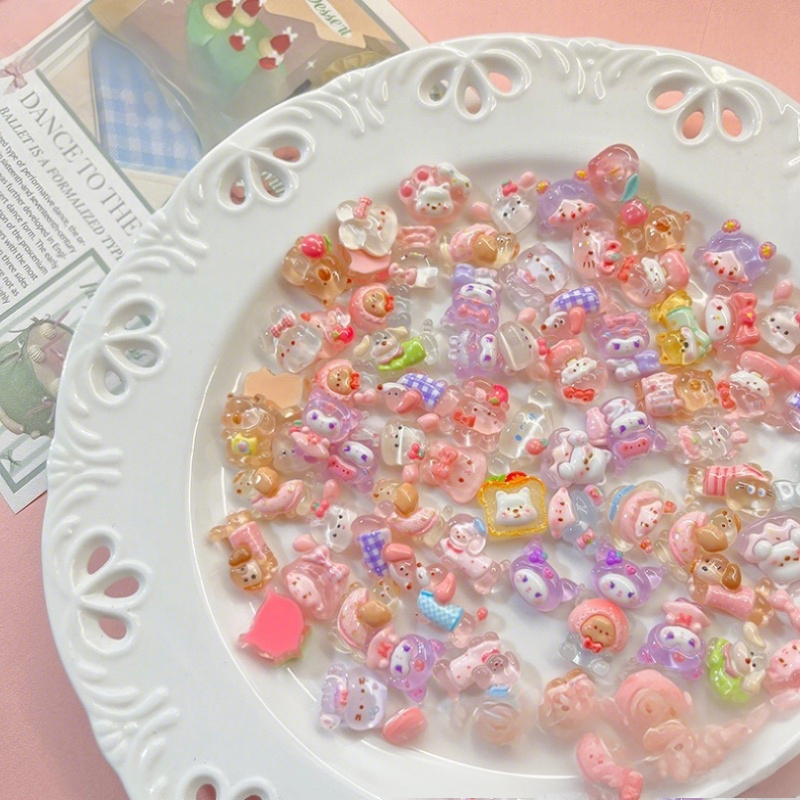 10-100pcs 미니 부드러운 투명 혼합 수지 액세서 - Phone Accessories Clipart 리뷰 및 가격