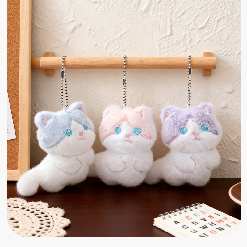   귀여운 삼색 고양이 플러시 키체인, 가방 참, 커플 - Phone Accessories In China 리뷰 및 가격