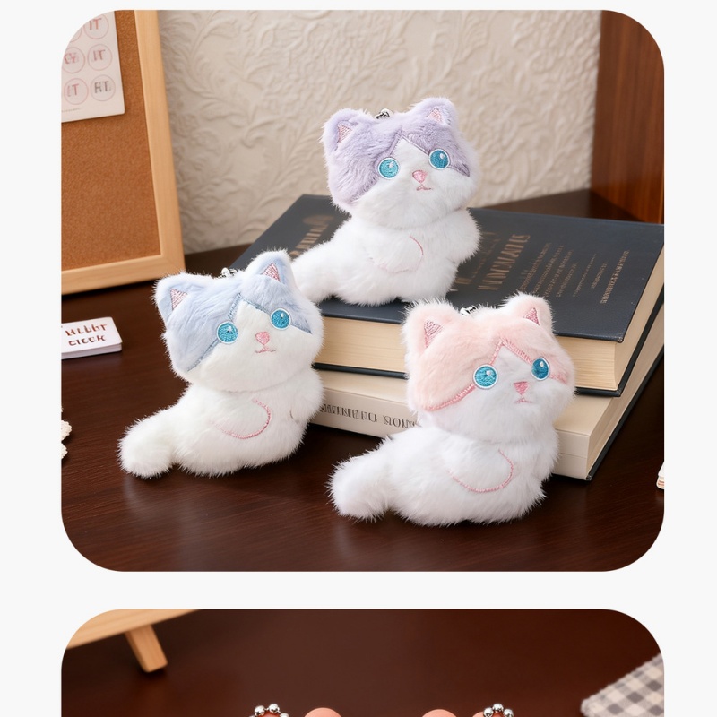   귀여운 삼색 고양이 플러시 키체인, 가방 참, 커플 - Phone Accessories In China 리뷰 및 가격